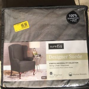 Sure Fit suede wing chair slipcover